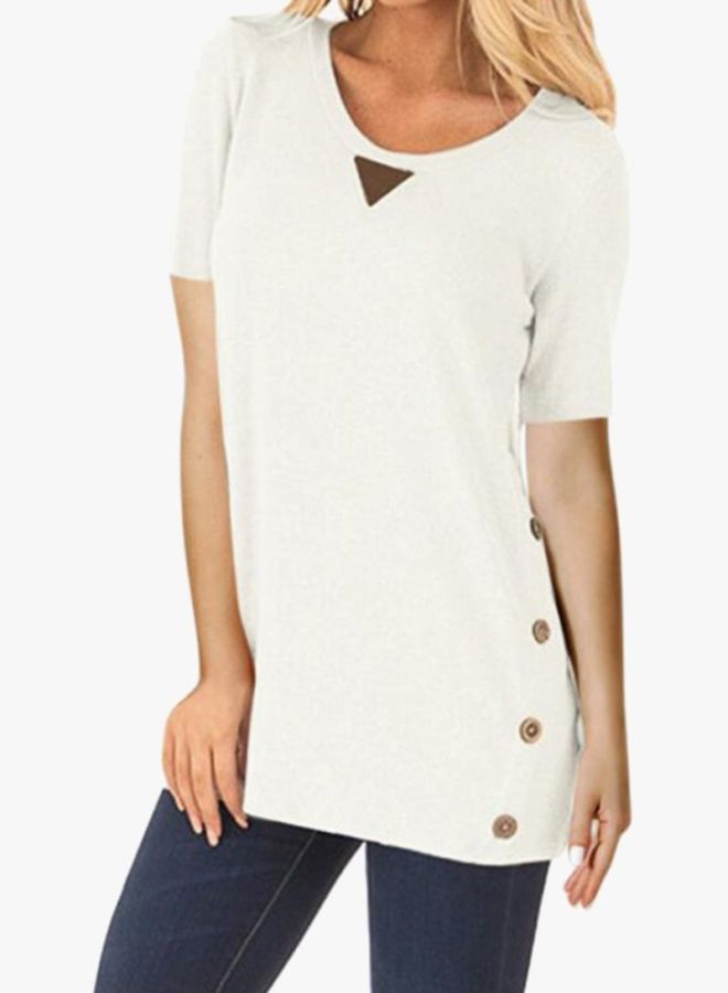 شاربدو تيشيرت بأكمام قصيرة ورقبة دائرية أبيض - Image 5