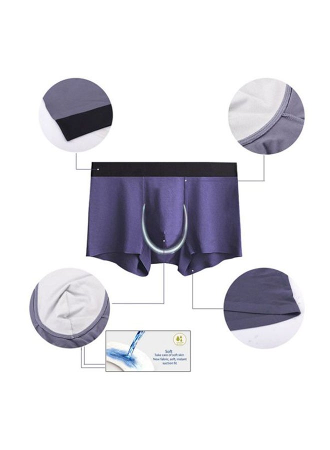 Sharpdo 2 Piece Men Modal Business Style Breathable Seamless Boxer Briefs-Black And Sapphire Blue Sapphire Blue  - Image 4