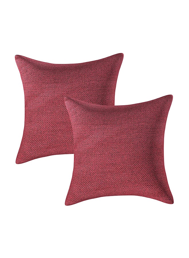 3-Piece Solid Plain Cushion Cover Set Red 40 x 40cm - Image 2