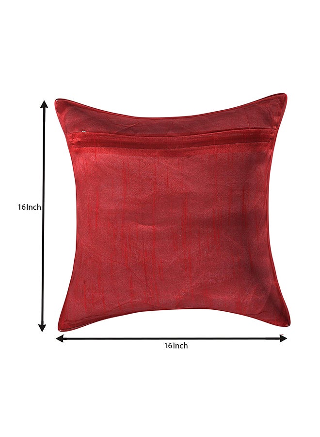 3-Piece Solid Plain Cushion Cover Set Red 40 x 40cm - Image 4