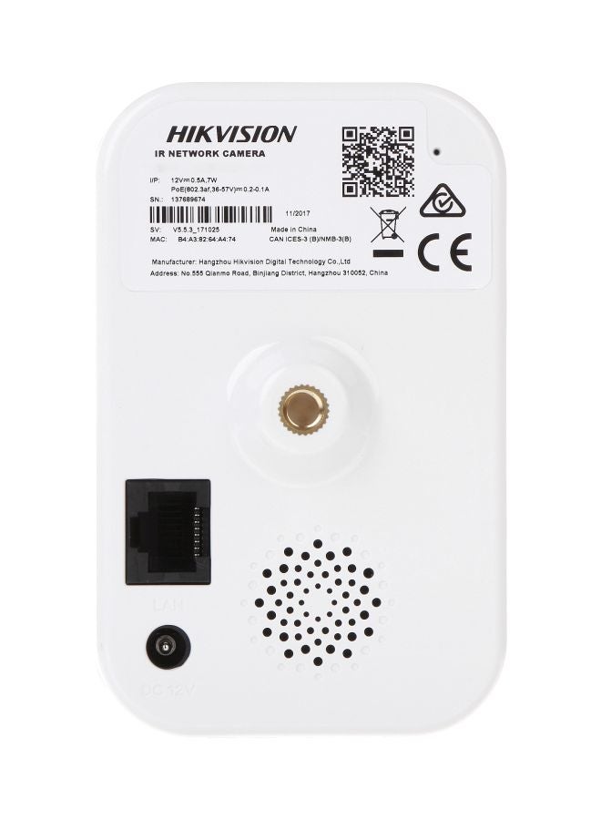 HIKVISION - DS-2CD2443G2-IW 4MP Wi-Fi Indoor Cube Network Camera, 2.8mm Lens, Human & Vehicle Detection, Digital WDR, IR Night Vision 10m, Built-in Mic & Speaker, Motion Detection, Supports microSD Slot up to 512GB, PoE/12VDC Power, ONVIF, RTSP - Image 1