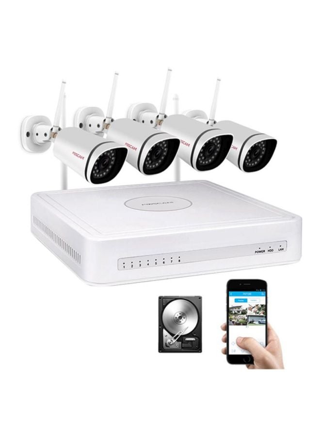 فوسكام كاميرا للمراقبة مضادة للماء ذات رؤية ليلية عالية الدقة ويمكن اتصالها بالواي فاي 720 بيكسل ومسجل للفيديو بمحرك قرص صلب بسعة 1 تيرابايت - Image 1