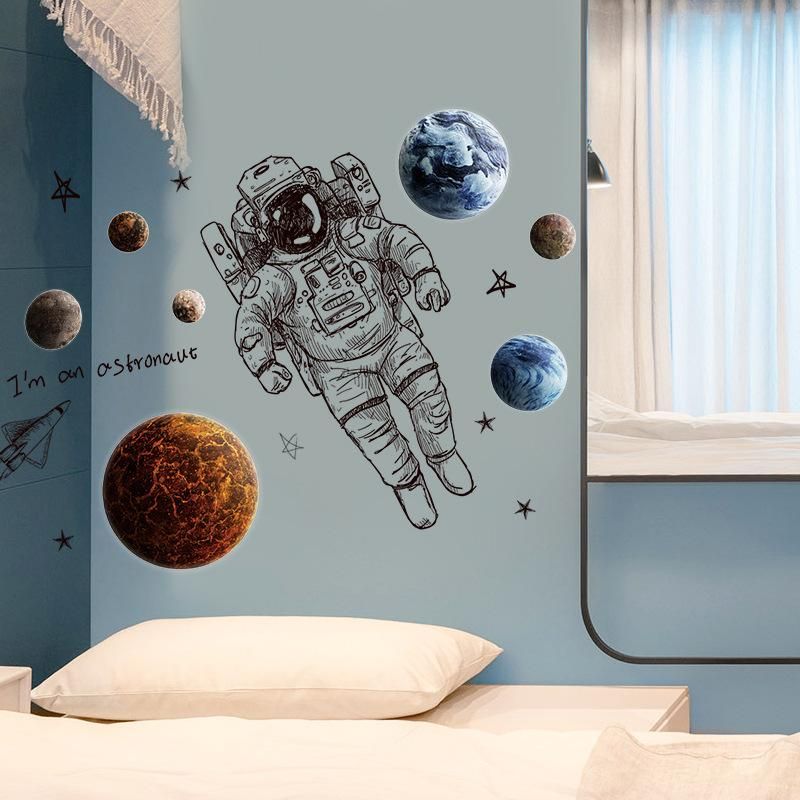 Fast Print Astronaut In Space Stickers Waterproof Removable Wall Sticker Multicolor 60x90cm - Image 2
