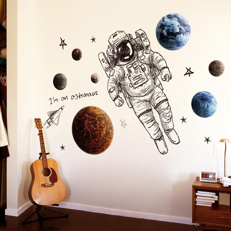 Fast Print Astronaut In Space Stickers Waterproof Removable Wall Sticker Multicolor 60x90cm - Image 3