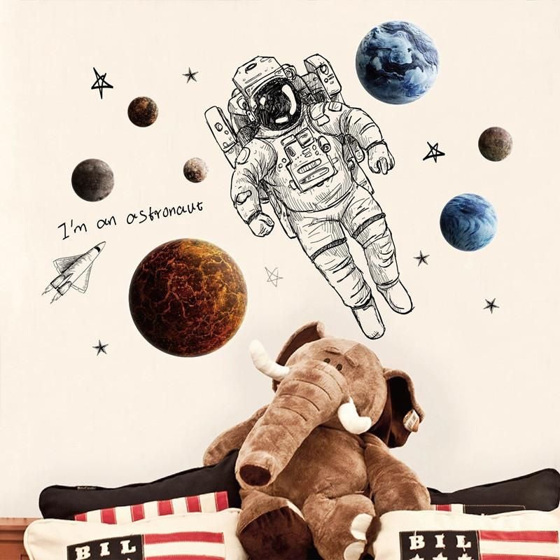 Fast Print Astronaut In Space Stickers Waterproof Removable Wall Sticker Multicolor 60x90cm - Image 4