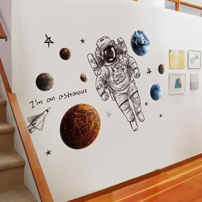 Fast Print Astronaut In Space Stickers Waterproof Removable Wall Sticker Multicolor 60x90cm - Image 5
