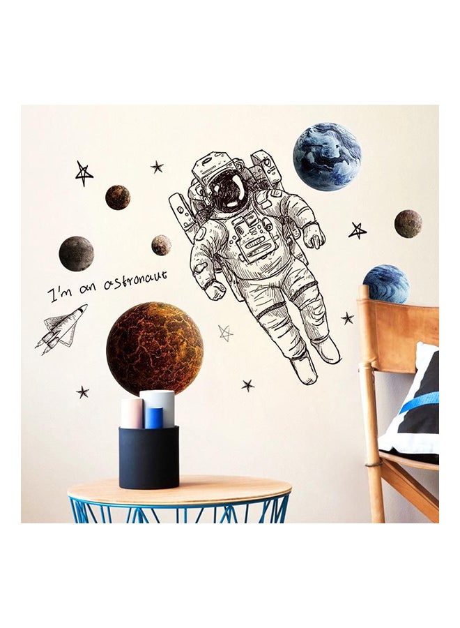 Fast Print Astronaut In Space Stickers Waterproof Removable Wall Sticker Multicolor 60x90cm - Image 1