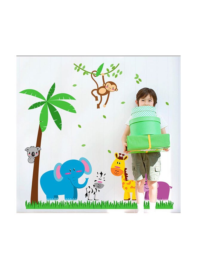 Fast Print Cartoon tree and animals Wall Sticker Multicolor 90x60cm - Image 1