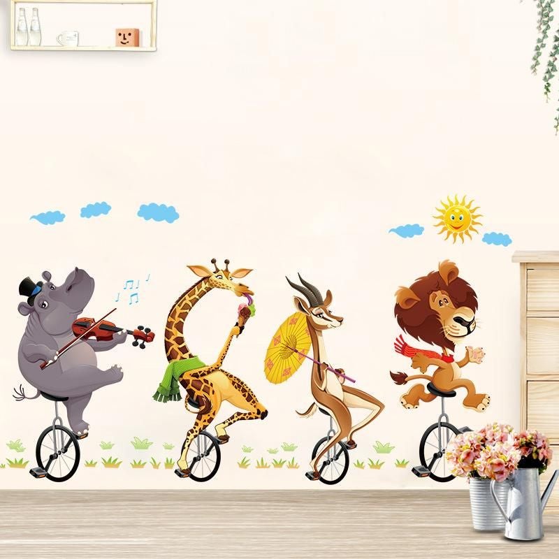 Fast Print Cycling Animal Bedroom Children's Room Wall Sticker Multicolor 90x60cm - Image 4