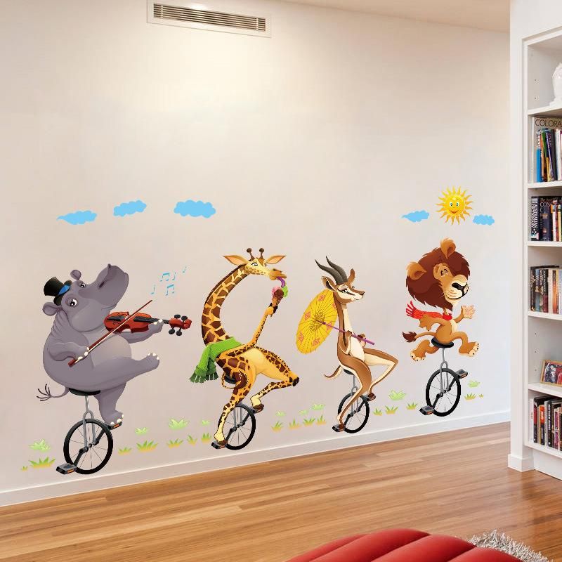 Fast Print Cycling Animal Bedroom Children's Room Wall Sticker Multicolor 90x60cm - Image 5