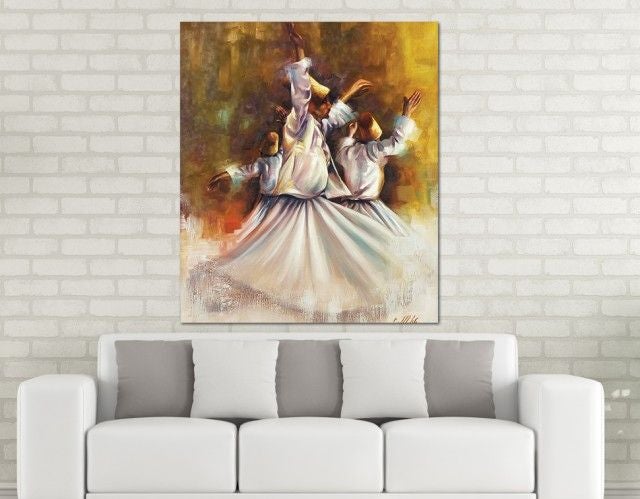 فاست برينت - لوحة فنية عصرية من قماش الكانفاس بطبعة درويش متعدد الألوان 100x70سم - Image 1