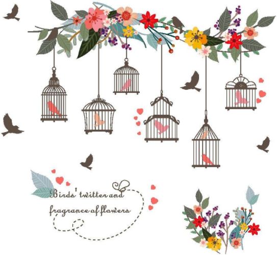 Fast Print Colorful Magic Flower Vine Bird Cage Removable Wall Sticker Multicolour 30x90cm  - Image 5
