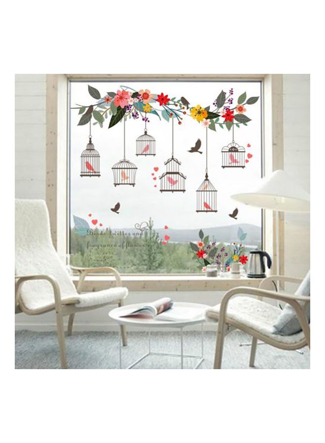 Fast Print Colorful Magic Flower Vine Bird Cage Removable Wall Sticker Multicolour 30x90cm  - Image 1