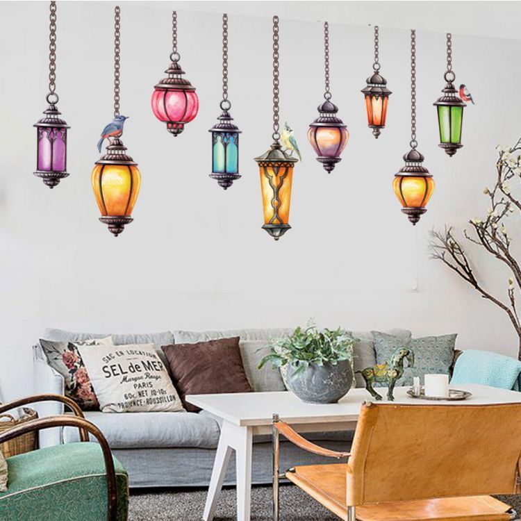 Fast Print Creativity Hang Street Lamp Wall Sticker Multicolour 90x60cm - Image 3