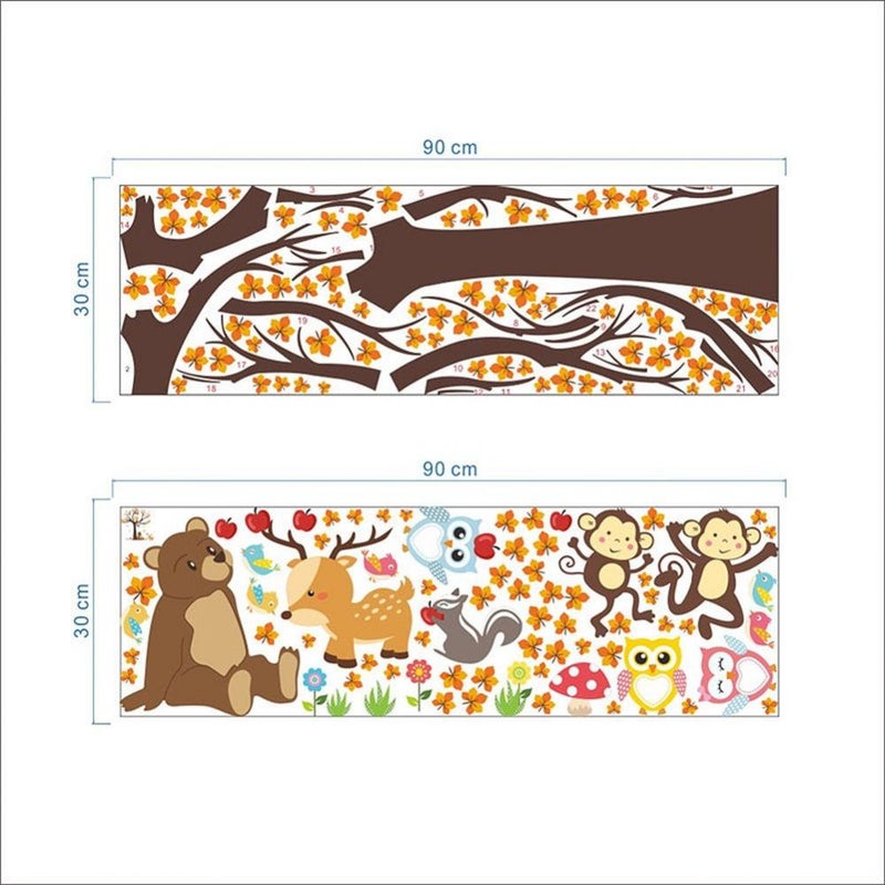 Fast Print Cartoon Forest Animal Monkey Owls Hedgehog Tree Swing Nursery Wall Sticker Multicolour 100x100cm  - Image 5