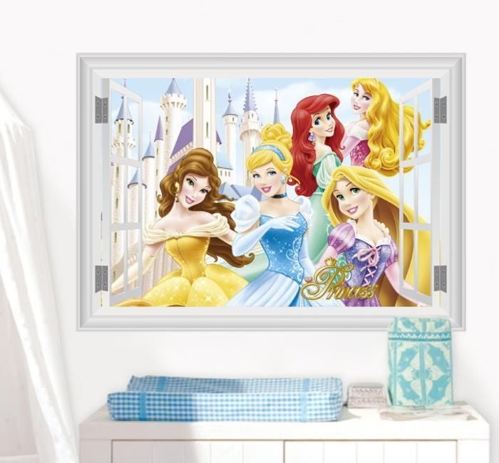 Fast Print Cartoon Disney Princess Children's Room Background Decoration Sticker Wallpaper Multicolour 70x50cm - Image 2