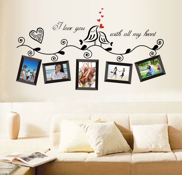 Fast Print Love Heart Photo Frame Decal Stickers Fabulous Rich Design Warm Colour Wall Decoration Wallpaper Multicolour 60x45cm  - Image 2