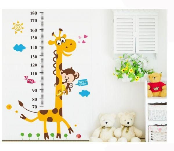 فاست برينت ملصق جداري لقياس طول الأطفال بتصميم زرافة وحيوانات أخرى بطابع رسومات كرتونية متعدد الألوان 60x90سم - Image 4