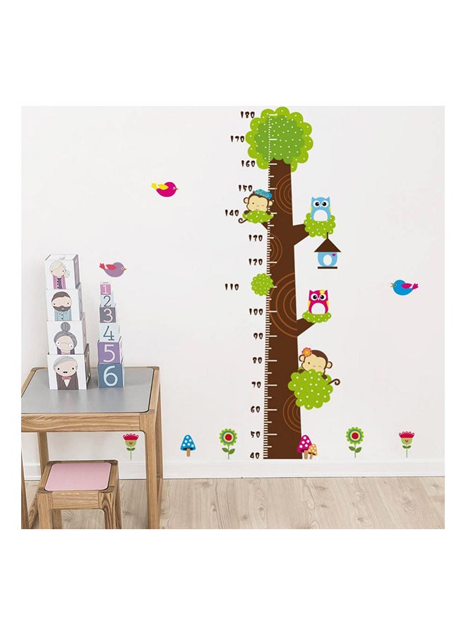 Fast Print Fresh Style Owl&Monkey Tree Stickers Kids Height Ruler Removable For Living Room Bedroom Wall Decal Multicolour 60x90cm  - Image 1