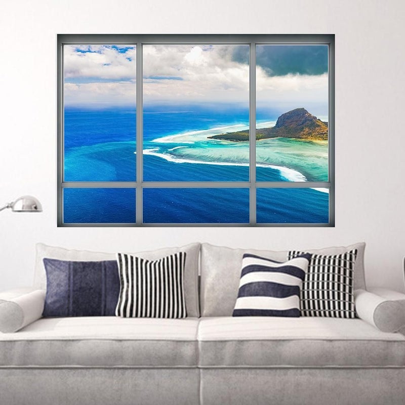 Fast Print False Window Landscape Scenery Wall Sticker Multicolour 45x65cm - Image 2