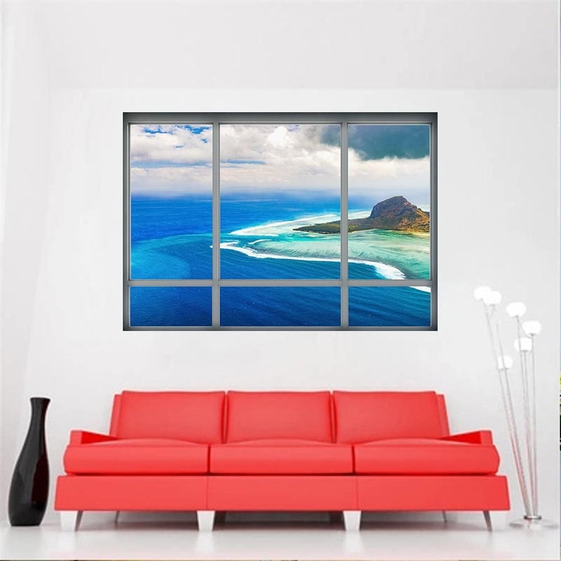 Fast Print False Window Landscape Scenery Wall Sticker Multicolour 45x65cm - Image 3