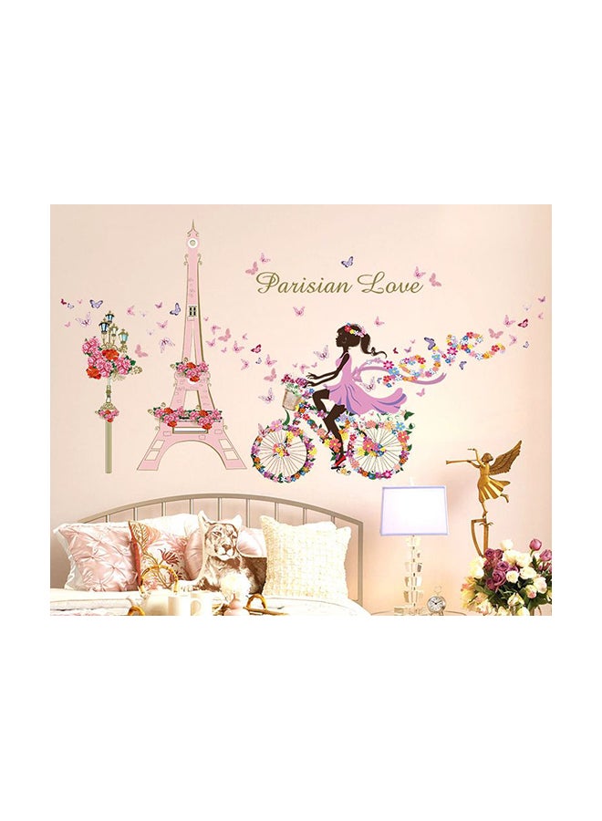 Fast Print DIY Flower Fairy Bicycle Tower Girl Bedroom Living Room Cafe Decoration Wall Sticker Multicolour - Image 1