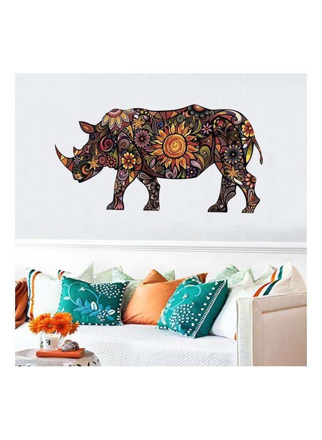 Fast Print Floral Rhinoceros Art Decorations Living Room Wall Sticker Multicolour 60x90cm - Image 1