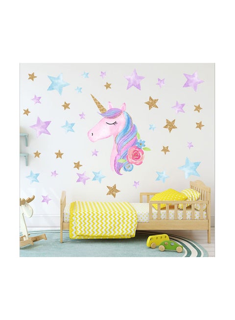 Magic Cartoon Unicorn Color Wall Sticker Multicolour 36x60cm