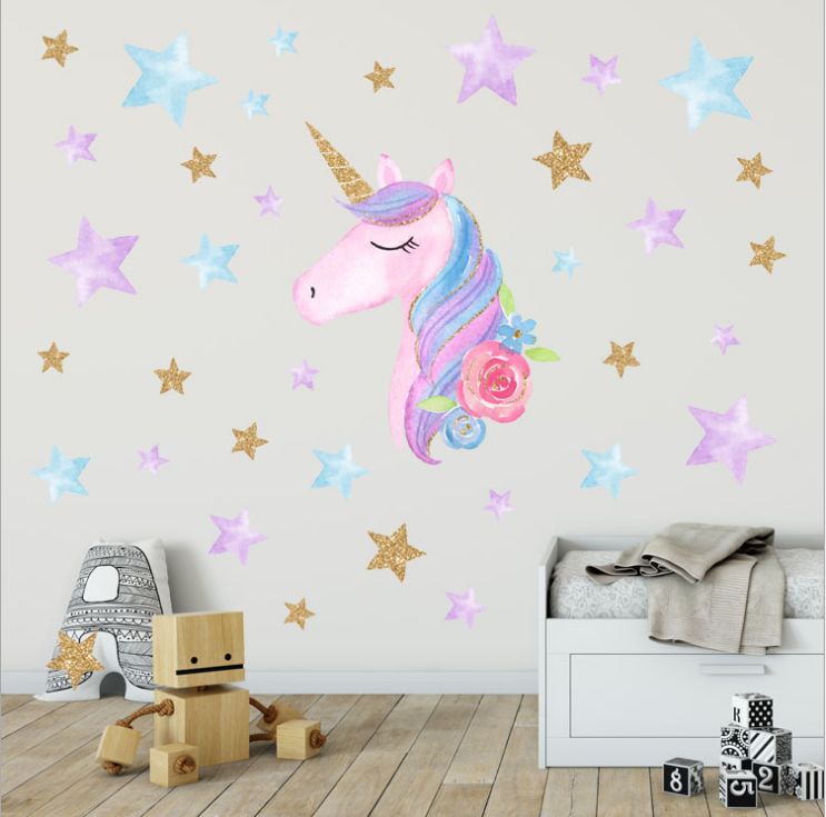 Fast Print Magic Cartoon Unicorn Color Wall Sticker Multicolour 36x60cm  - Image 2