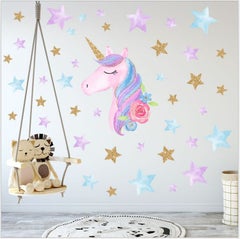 Fast Print Magic Cartoon Unicorn Color Wall Sticker Multicolour 36x60cm  - Image 3
