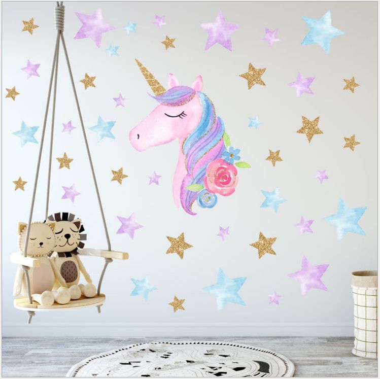 Fast Print Magic Cartoon Unicorn Color Wall Sticker Multicolour 36x60cm  - Image 3