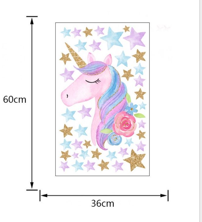 Fast Print Magic Cartoon Unicorn Color Wall Sticker Multicolour 36x60cm  - Image 5