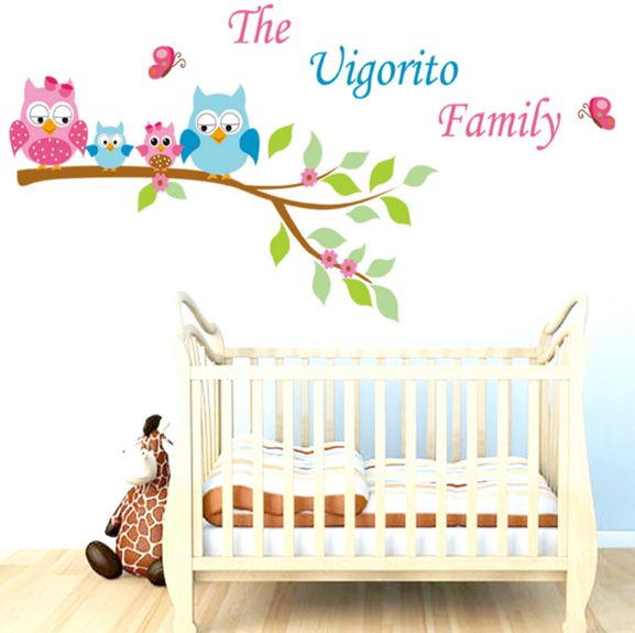 فاست برينت ملصق جداري لتزيين حضانة الأطفال وغرف اللعب بطبعة طيور البوم متعدد الألوان 70x50سم - Image 2