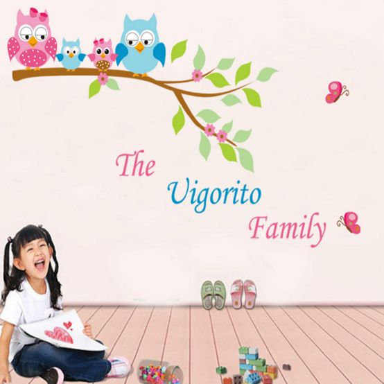 فاست برينت ملصق جداري لتزيين حضانة الأطفال وغرف اللعب بطبعة طيور البوم متعدد الألوان 70x50سم - Image 3