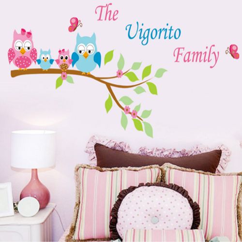 فاست برينت ملصق جداري لتزيين حضانة الأطفال وغرف اللعب بطبعة طيور البوم متعدد الألوان 70x50سم - Image 5