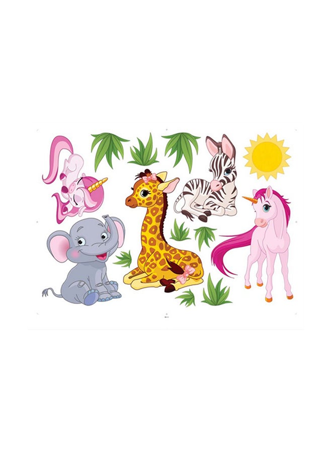 Fast Print Lovely Elephant Giraffe Horse Unicorn Zebra Baby Nursery Animal Wall Decals For Kids Rooms Baby Boys & Girls Bedroom & Stick Removable Wall Sticker Multicolour 70x50cm  - Image 1