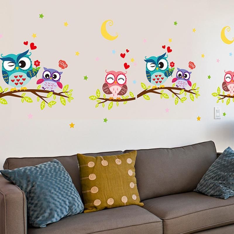 Fast Print Owl Animal Print Children Room Bedroom Decoration Sticker Wallpaper Multicolour 65x35cm - Image 2