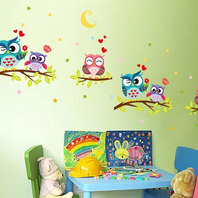 Fast Print Owl Animal Print Children Room Bedroom Decoration Sticker Wallpaper Multicolour 65x35cm - Image 3
