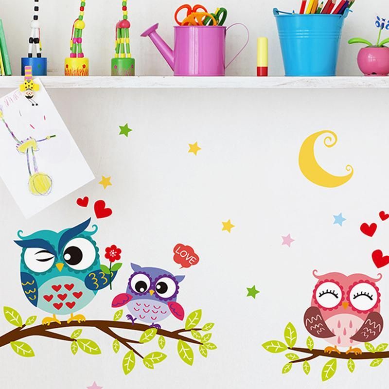 Fast Print Owl Animal Print Children Room Bedroom Decoration Sticker Wallpaper Multicolour 65x35cm - Image 5