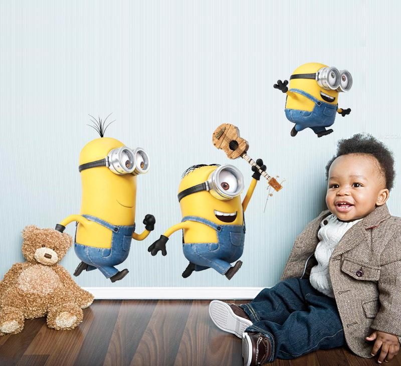 Fast Print - Small Yellow People Can Remove Stickers Children's Room Cartoon Decoration Multicolor 60x45cm - Image 1