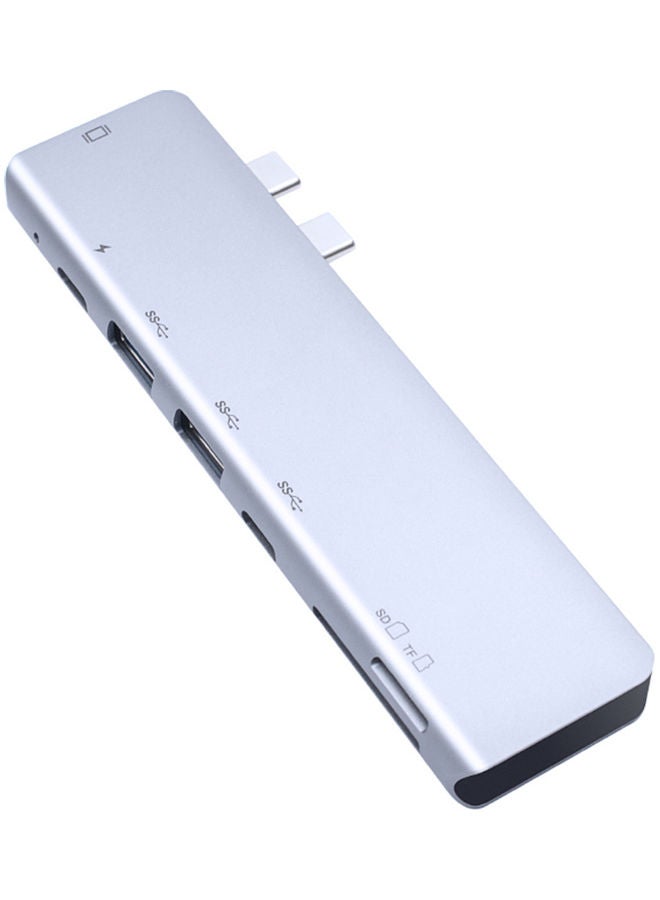 موزع منافذ 7 في 1 متعدد الاستخدامات بمنافذ USB Type C رمادي - Image 1