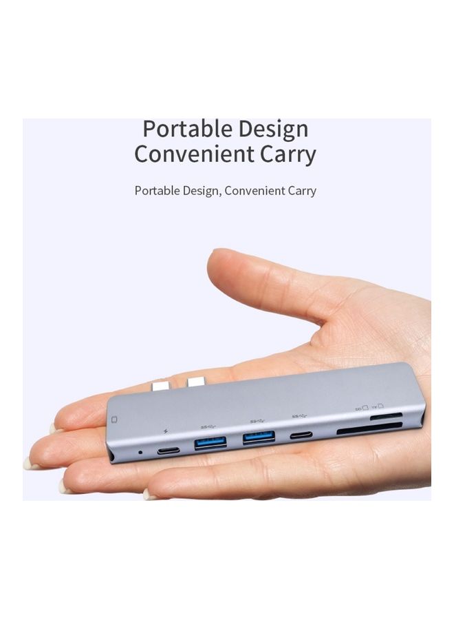 موزع منافذ 7 في 1 متعدد الاستخدامات بمنافذ USB Type C رمادي - Image 2