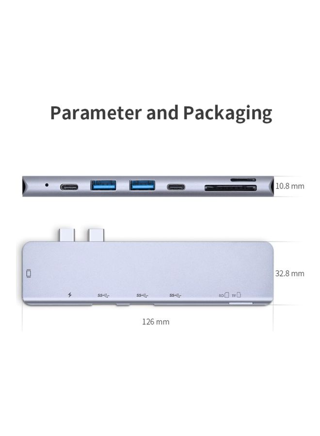 موزع منافذ 7 في 1 متعدد الاستخدامات بمنافذ USB Type C رمادي - Image 3