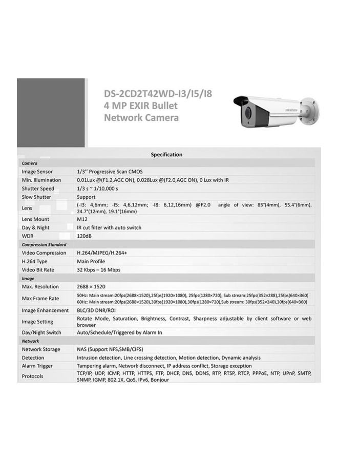 HIKVISION - 4MP EXIR Bullet Network Camera - Image 1