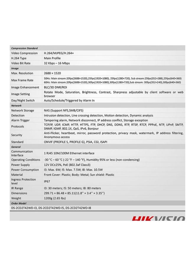 HIKVISION - 4MP EXIR Bullet Network Camera - Image 1