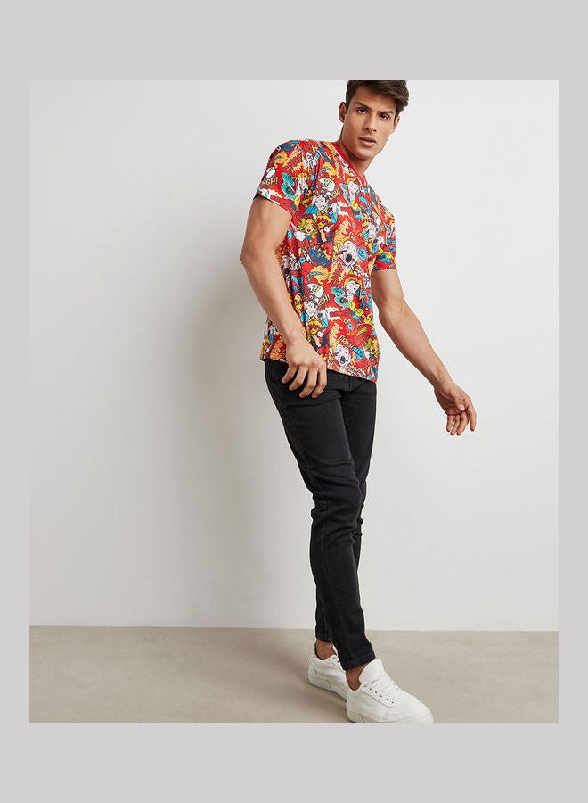 XOYO - Cartoon Comics Printed Regular Fit T-Shirt Multicolour - Image 1