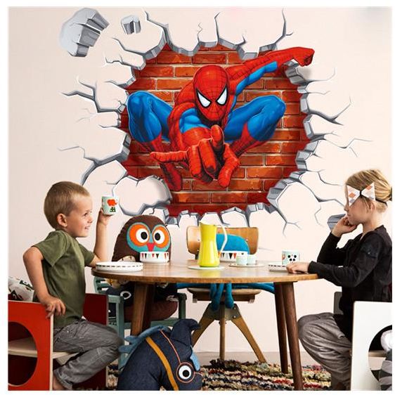 Fast Print Spiderman 3D Children Themed Art Boy Room Wall Sticker Multicolor 50x50cm - Image 2