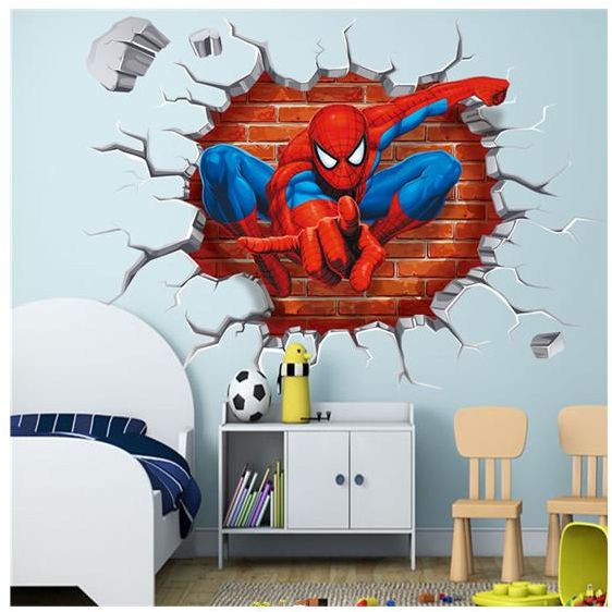 Fast Print Spiderman 3D Children Themed Art Boy Room Wall Sticker Multicolor 50x50cm - Image 3