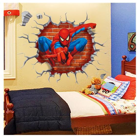Fast Print Spiderman 3D Children Themed Art Boy Room Wall Sticker Multicolor 50x50cm - Image 4