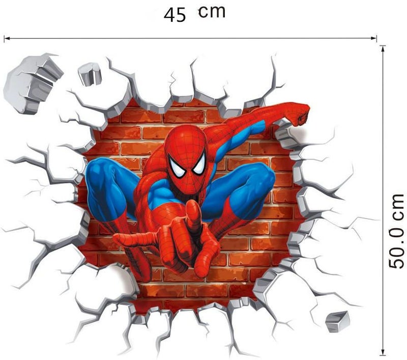 Fast Print Spiderman 3D Children Themed Art Boy Room Wall Sticker Multicolor 50x50cm - Image 5